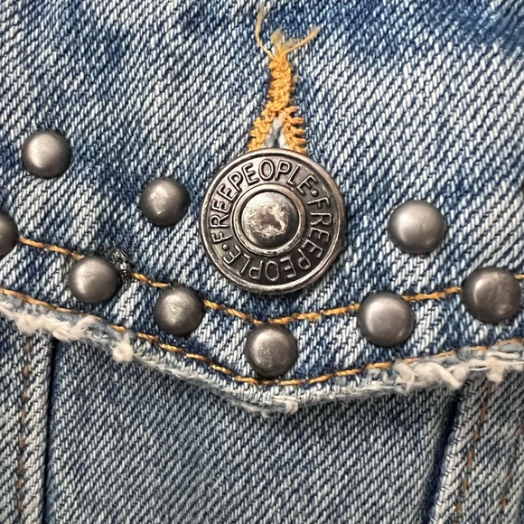 Free People Blue Jean Jacket with Studded Details - Picture 5 of 10